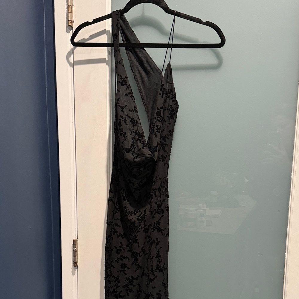 Zara Black Lace Floral Evening Dress